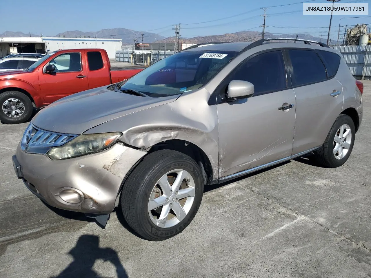 2009 Nissan Murano S VIN: JN8AZ18U59W017981 Lot: 72789784