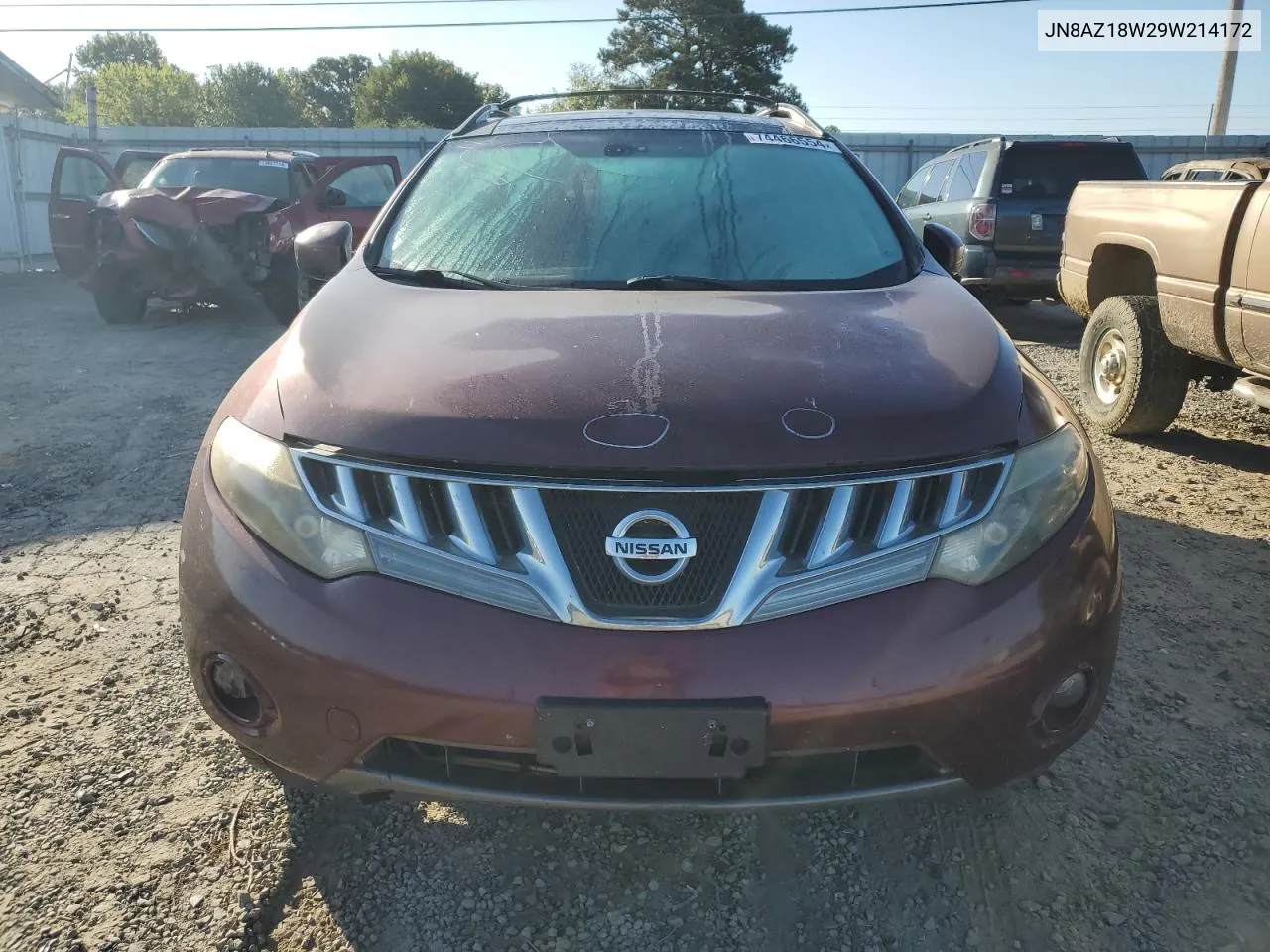 2009 Nissan Murano S VIN: JN8AZ18W29W214172 Lot: 74466554