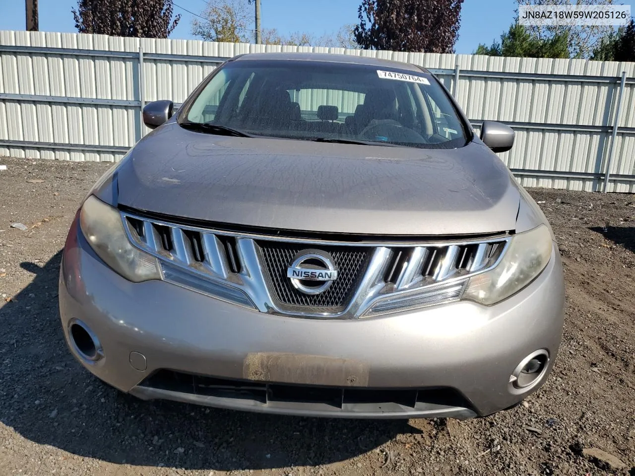 2009 Nissan Murano S VIN: JN8AZ18W59W205126 Lot: 74750764