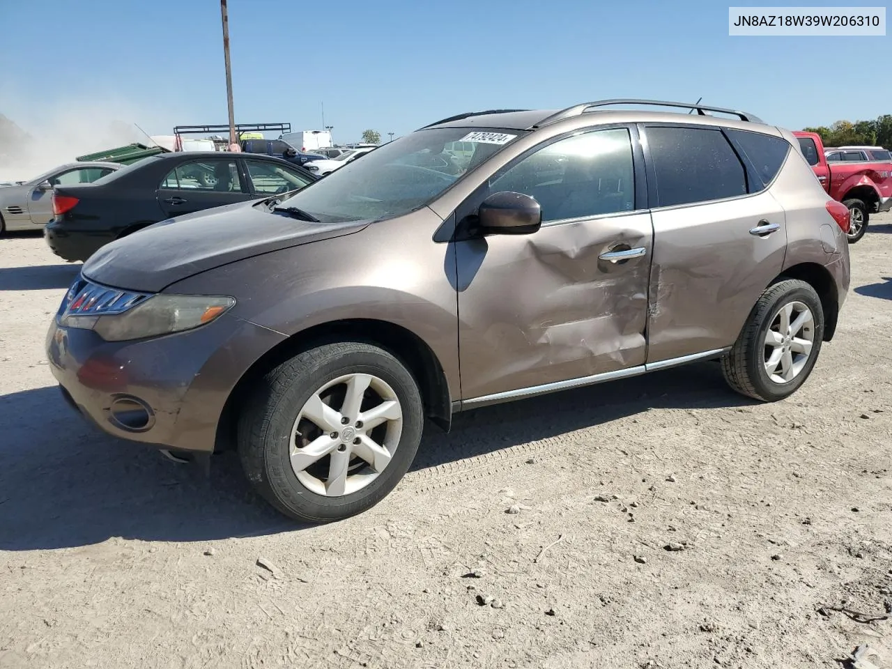 2009 Nissan Murano S VIN: JN8AZ18W39W206310 Lot: 74792424