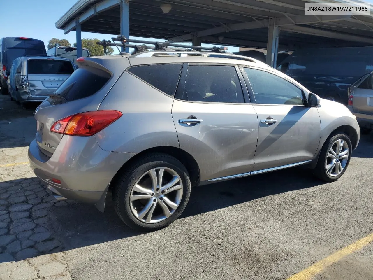 2009 Nissan Murano S VIN: JN8AZ18W19W211988 Lot: 78442604