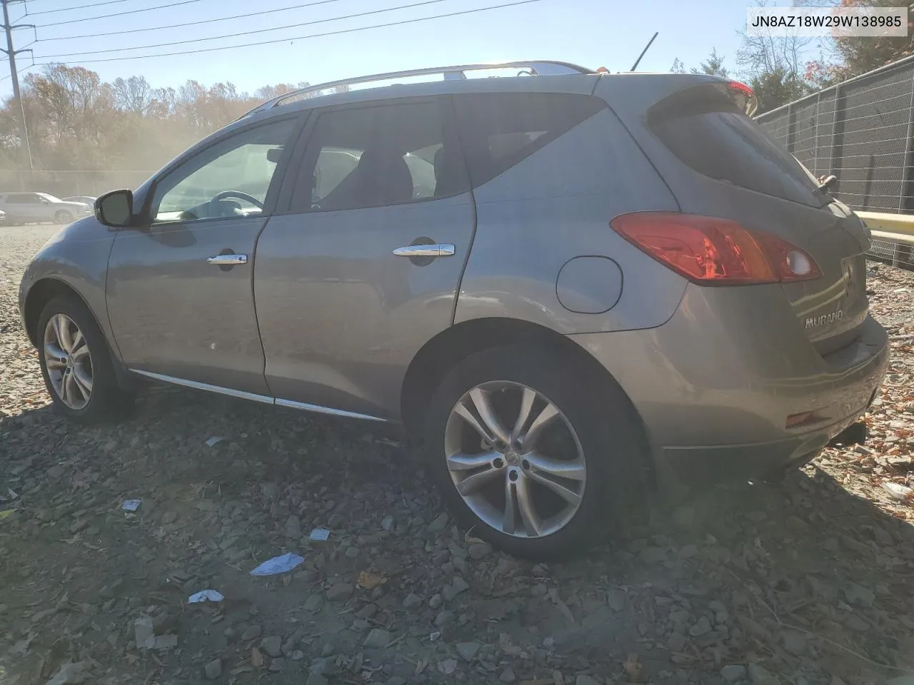 2009 Nissan Murano S VIN: JN8AZ18W29W138985 Lot: 79736804