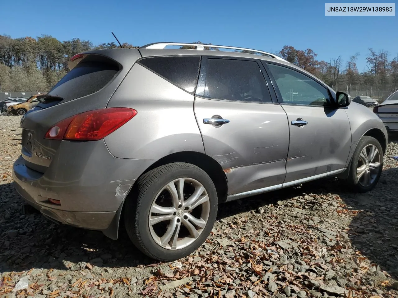 2009 Nissan Murano S VIN: JN8AZ18W29W138985 Lot: 79736804