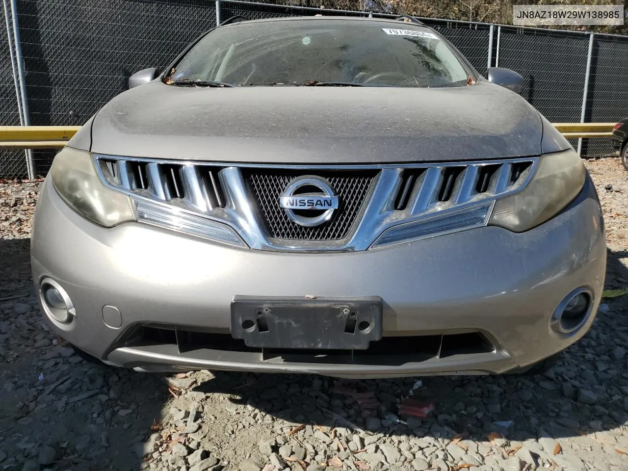 2009 Nissan Murano S VIN: JN8AZ18W29W138985 Lot: 79736804