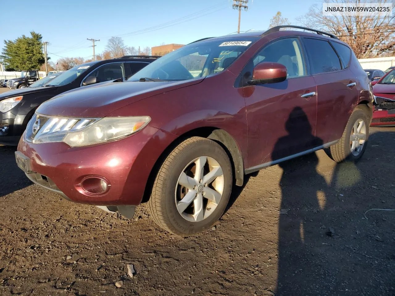 2009 Nissan Murano S VIN: JN8AZ18W59W204235 Lot: 80149654