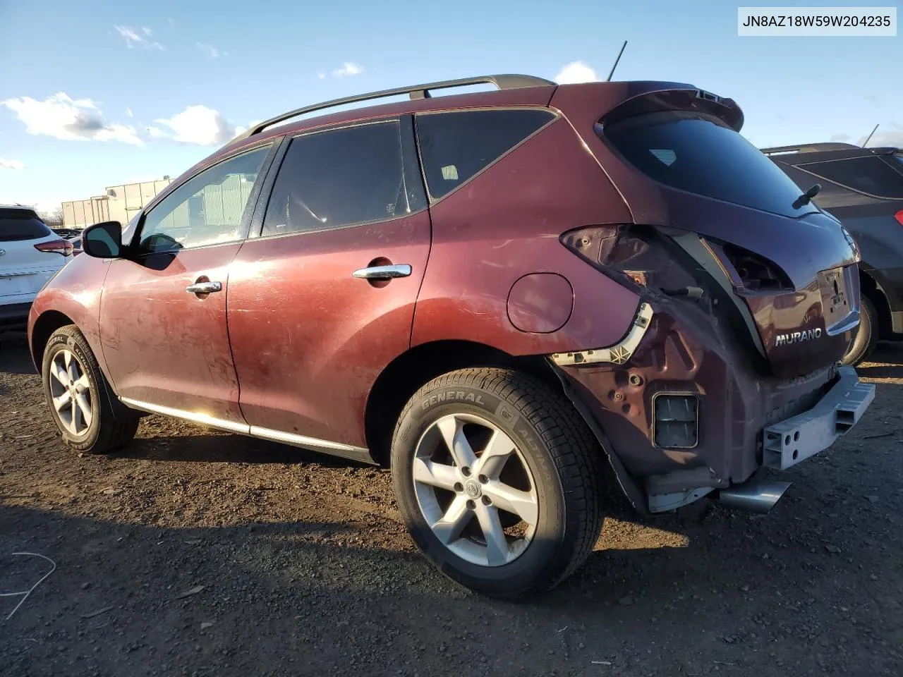 2009 Nissan Murano S VIN: JN8AZ18W59W204235 Lot: 80149654