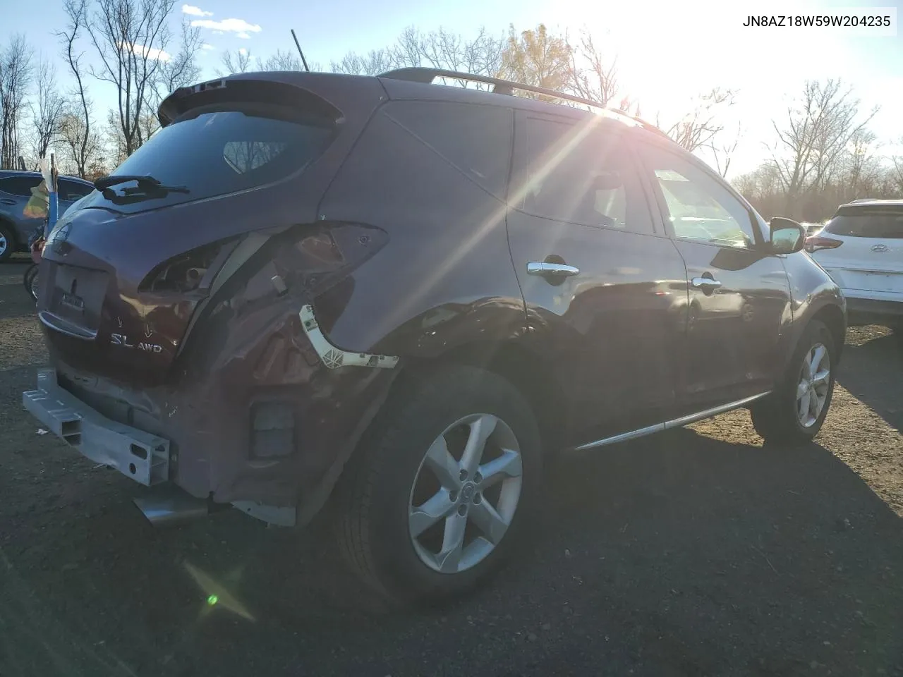 2009 Nissan Murano S VIN: JN8AZ18W59W204235 Lot: 80149654