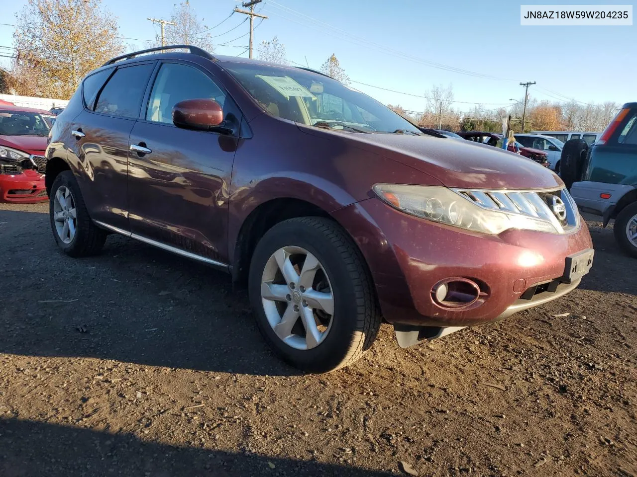 2009 Nissan Murano S VIN: JN8AZ18W59W204235 Lot: 80149654