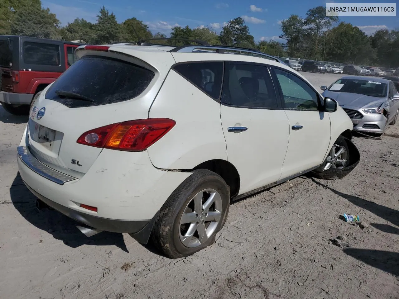 2010 Nissan Murano S VIN: JN8AZ1MU6AW011603 Lot: 71615624