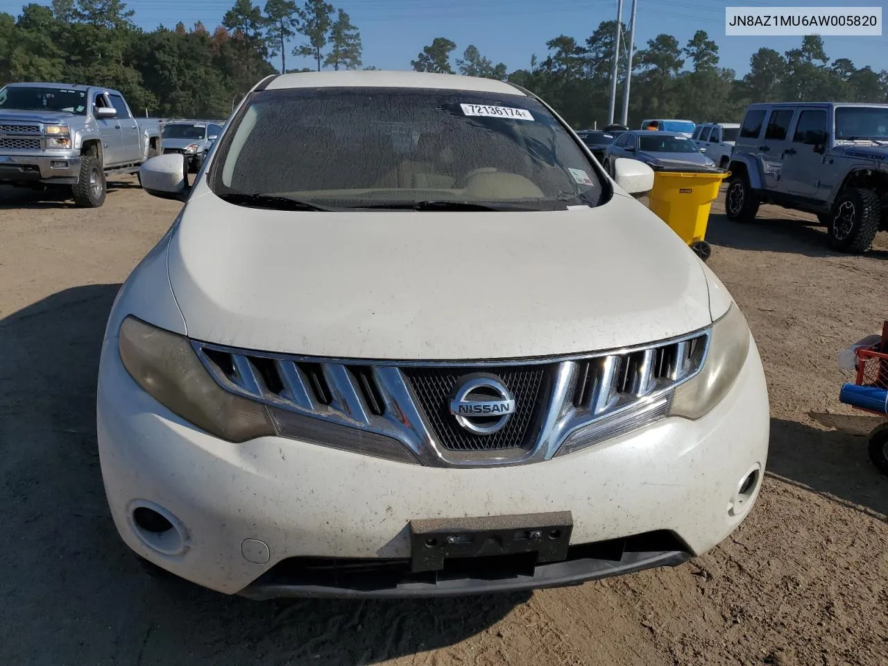 2010 Nissan Murano S VIN: JN8AZ1MU6AW005820 Lot: 72136174