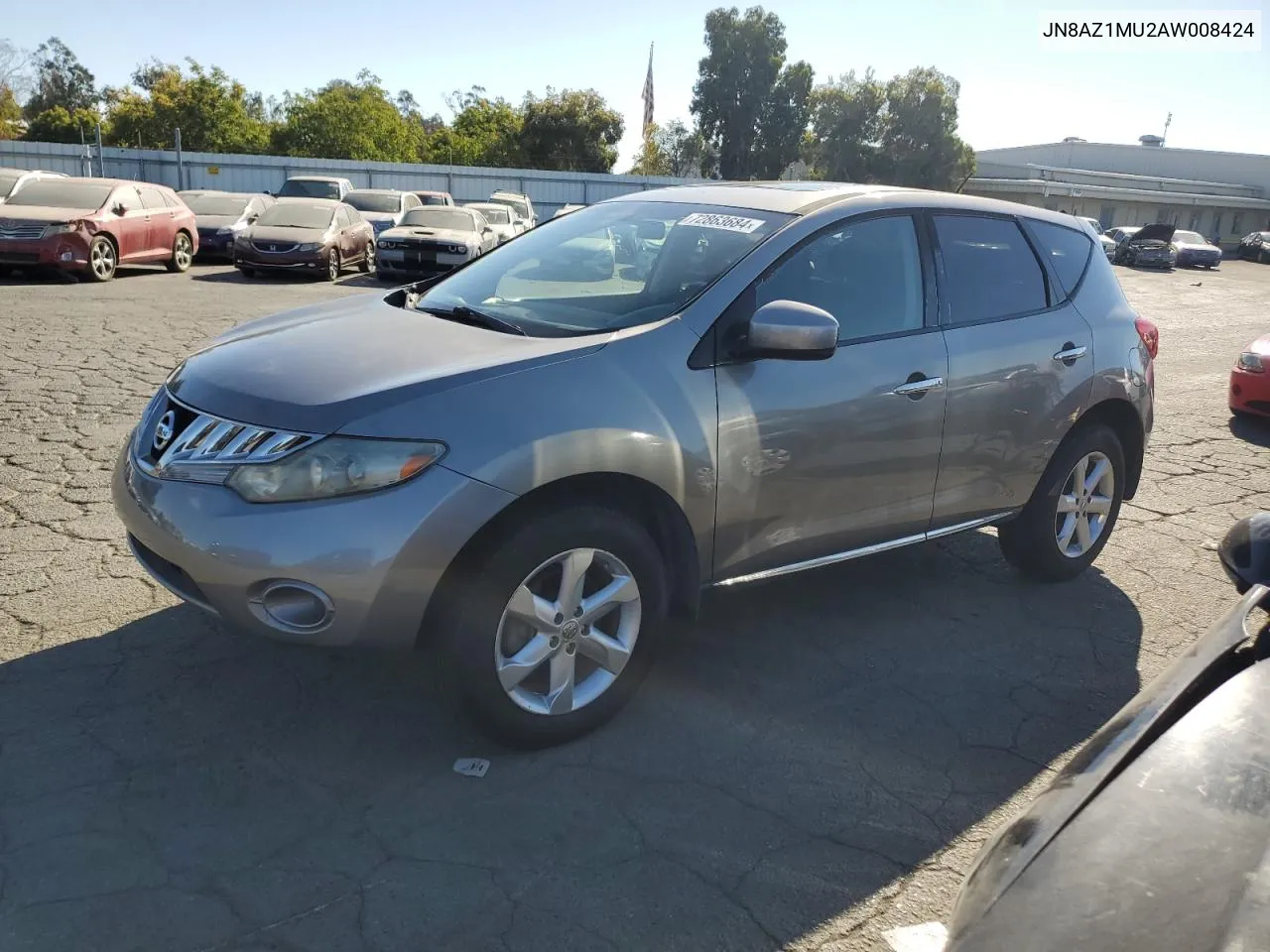 2010 Nissan Murano S VIN: JN8AZ1MU2AW008424 Lot: 72863684