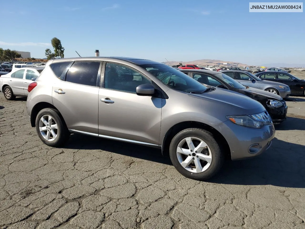 2010 Nissan Murano S VIN: JN8AZ1MU2AW008424 Lot: 72863684