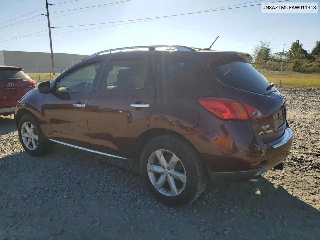 2010 Nissan Murano S VIN: JN8AZ1MU8AW011313 Lot: 77096534