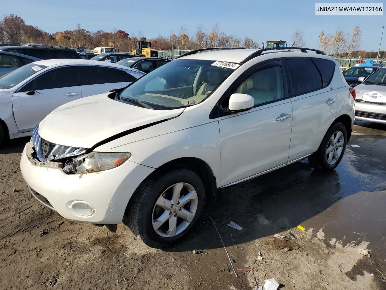 2010 Nissan Murano S VIN: JN8AZ1MW4AW122166 Lot: 77786804