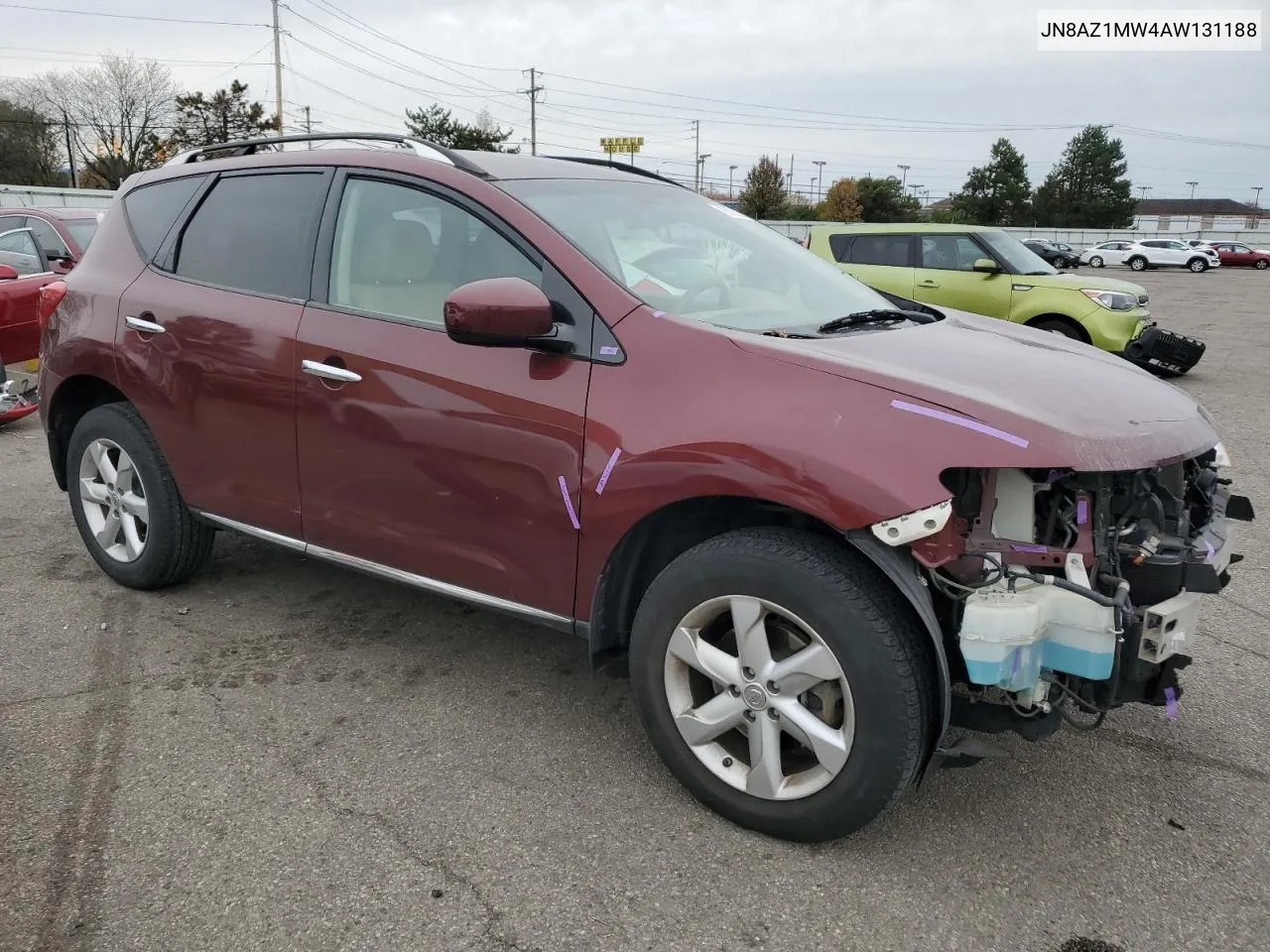 2010 Nissan Murano S VIN: JN8AZ1MW4AW131188 Lot: 80053614