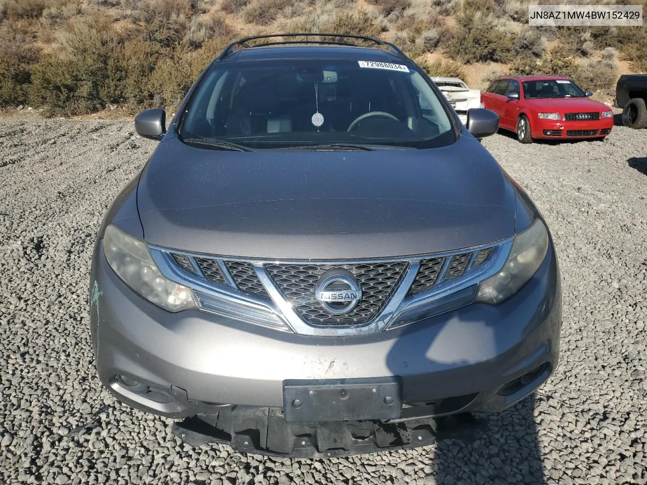 2011 Nissan Murano S VIN: JN8AZ1MW4BW152429 Lot: 72988034