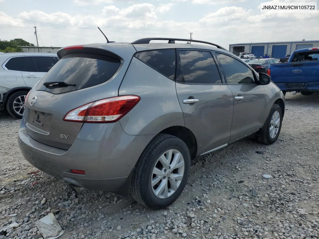 2012 Nissan Murano S VIN: JN8AZ1MU9CW105722 Lot: 66280654