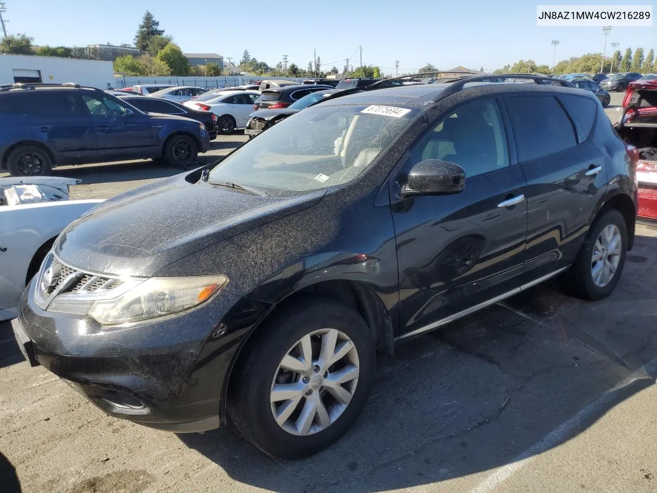 2012 Nissan Murano S VIN: JN8AZ1MW4CW216289 Lot: 67075694