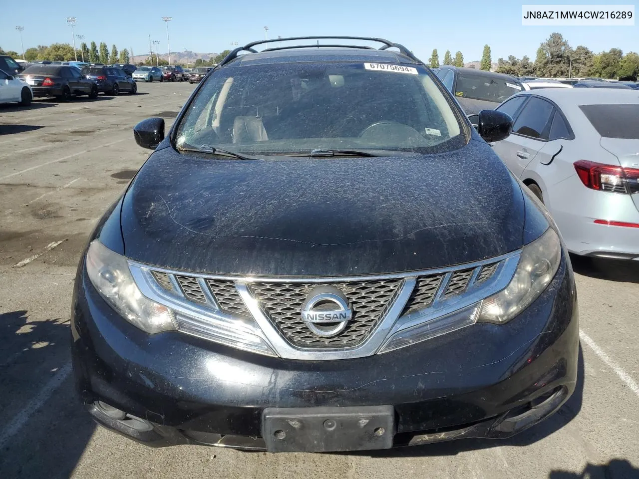 2012 Nissan Murano S VIN: JN8AZ1MW4CW216289 Lot: 67075694