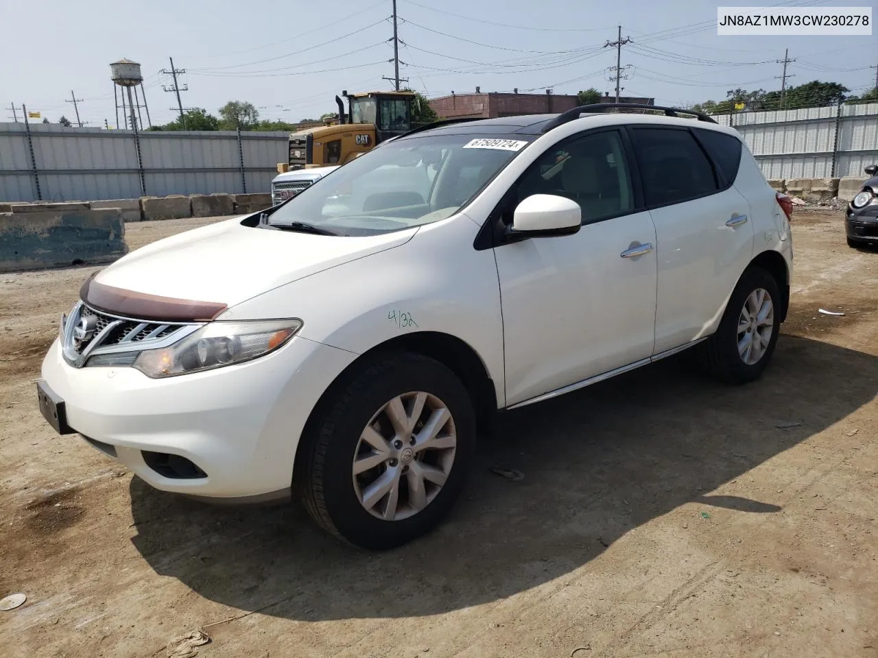 2012 Nissan Murano S VIN: JN8AZ1MW3CW230278 Lot: 67509724