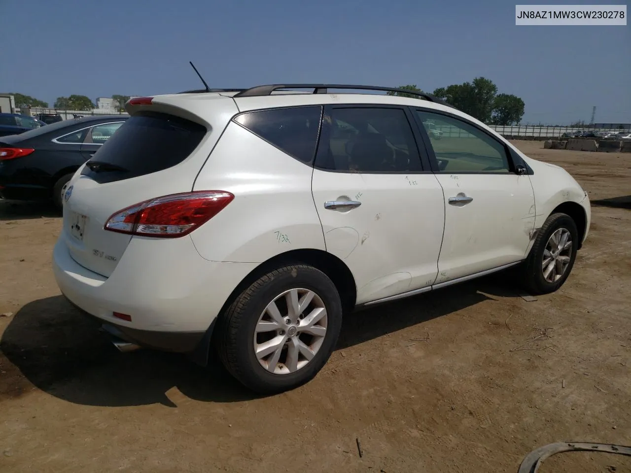 2012 Nissan Murano S VIN: JN8AZ1MW3CW230278 Lot: 67509724