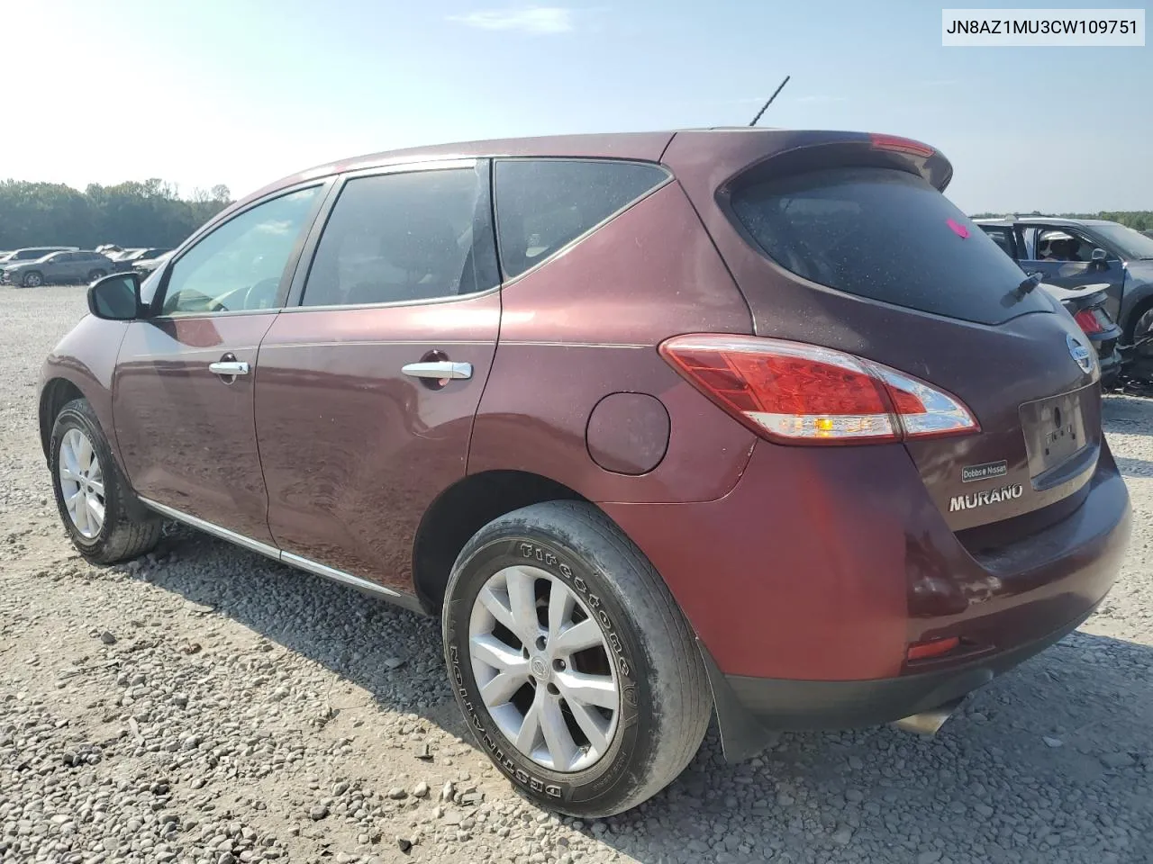 2012 Nissan Murano S VIN: JN8AZ1MU3CW109751 Lot: 69580264