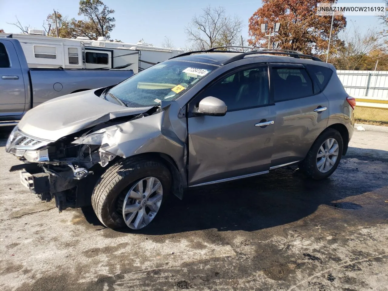 2012 Nissan Murano S VIN: JN8AZ1MW0CW216192 Lot: 77384104