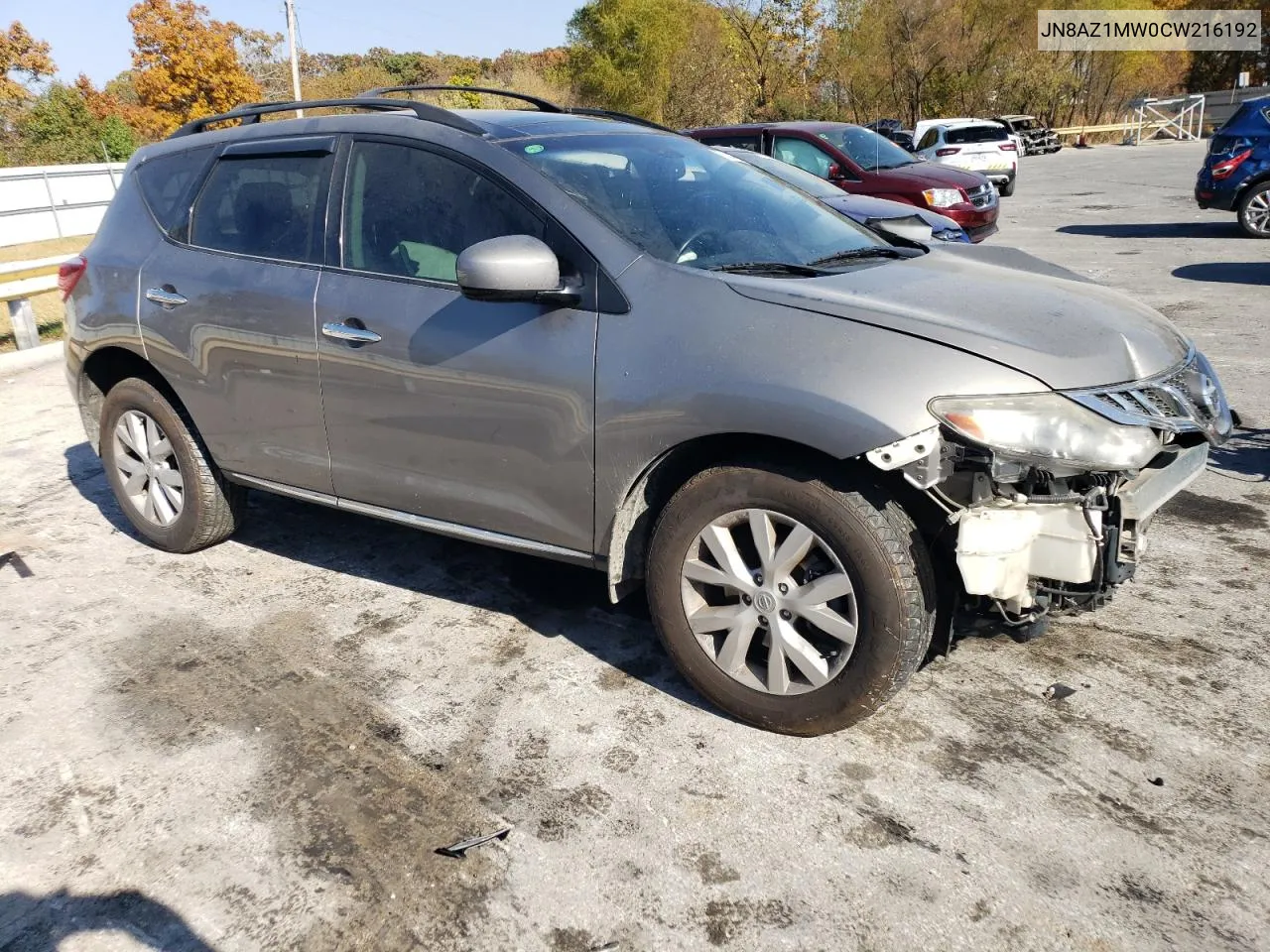 2012 Nissan Murano S VIN: JN8AZ1MW0CW216192 Lot: 77384104