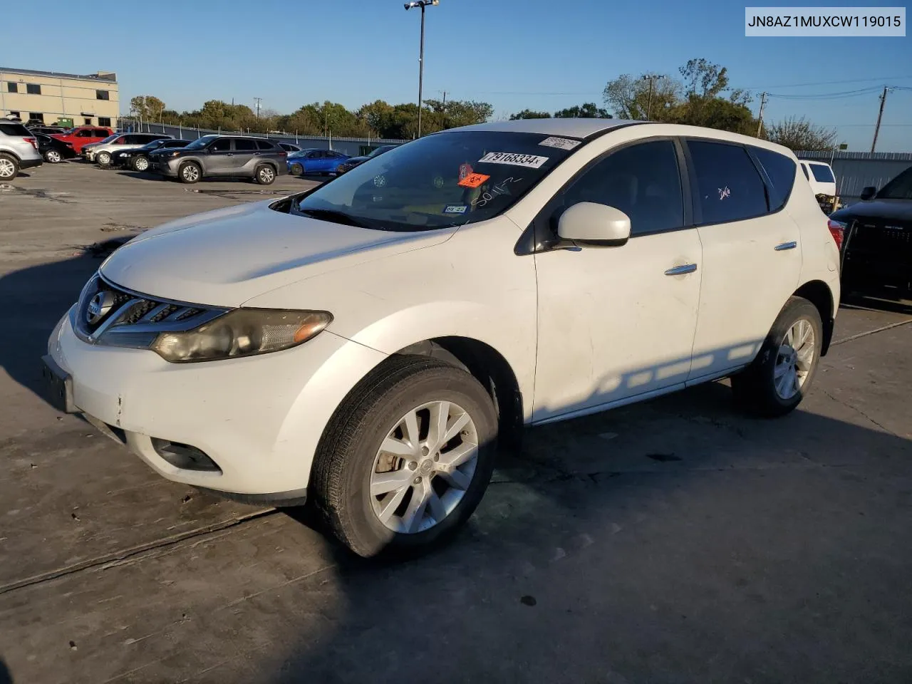 2012 Nissan Murano S VIN: JN8AZ1MUXCW119015 Lot: 79168334