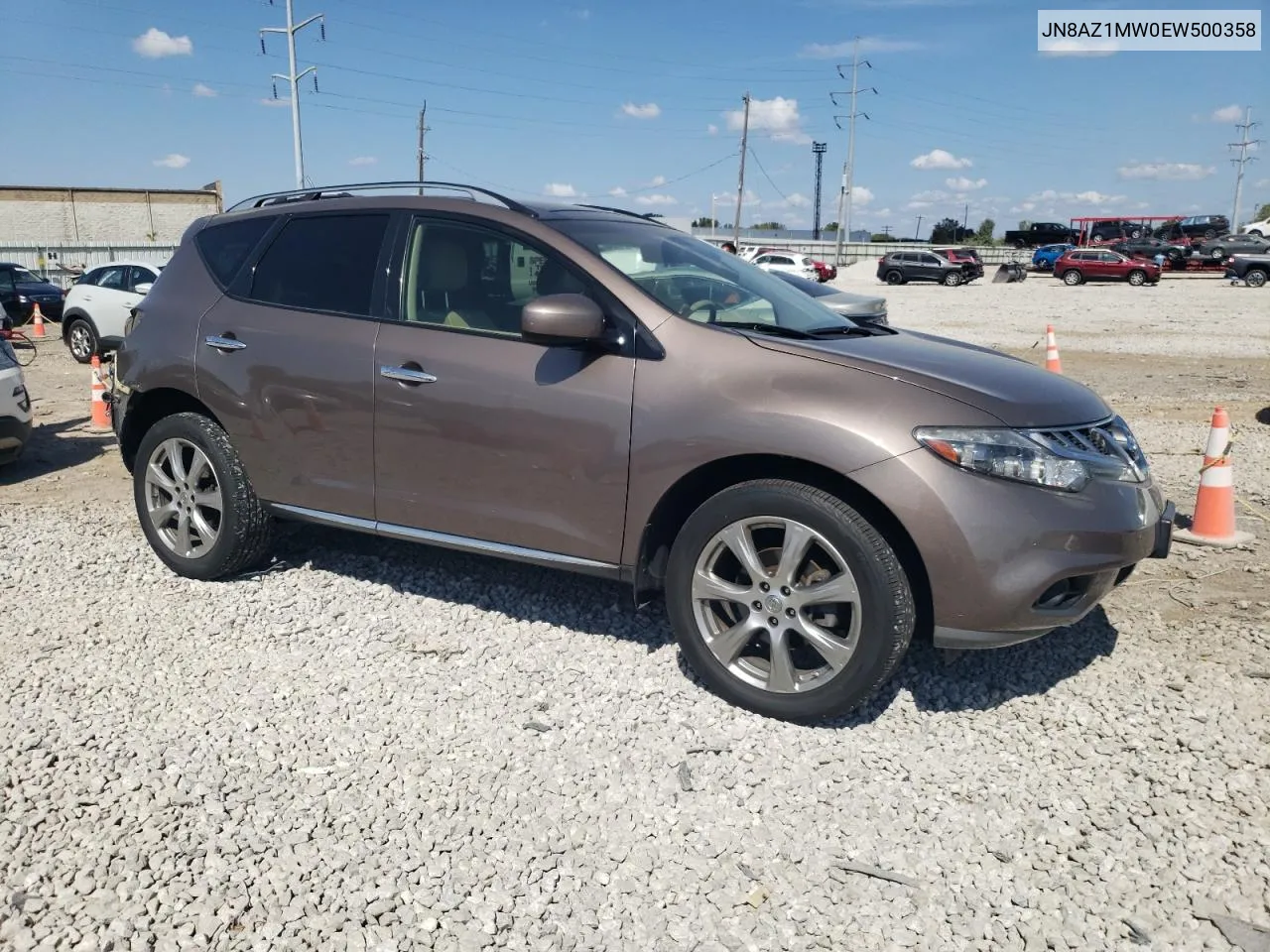 2014 Nissan Murano S VIN: JN8AZ1MW0EW500358 Lot: 72076604