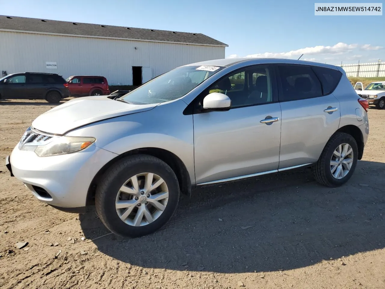 2014 Nissan Murano S VIN: JN8AZ1MW5EW514742 Lot: 72891194