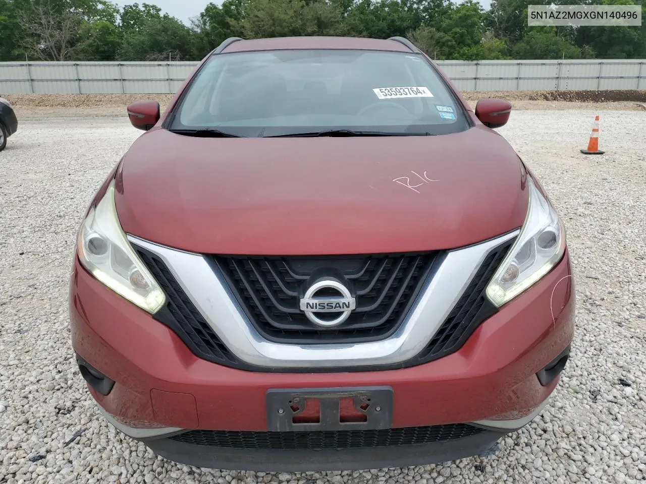 2016 Nissan Murano S VIN: 5N1AZ2MGXGN140496 Lot: 53593764