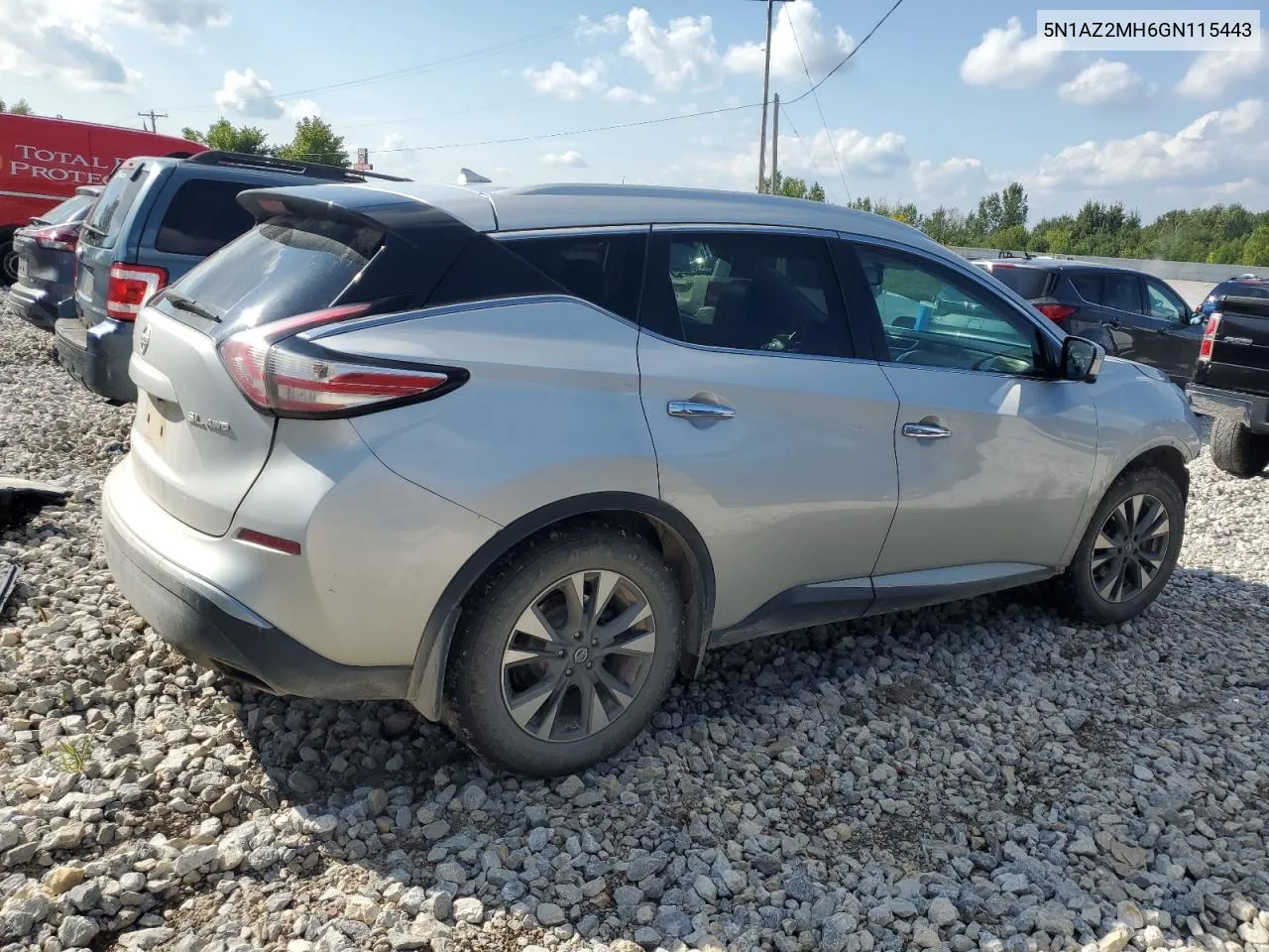 2016 Nissan Murano S VIN: 5N1AZ2MH6GN115443 Lot: 68664584