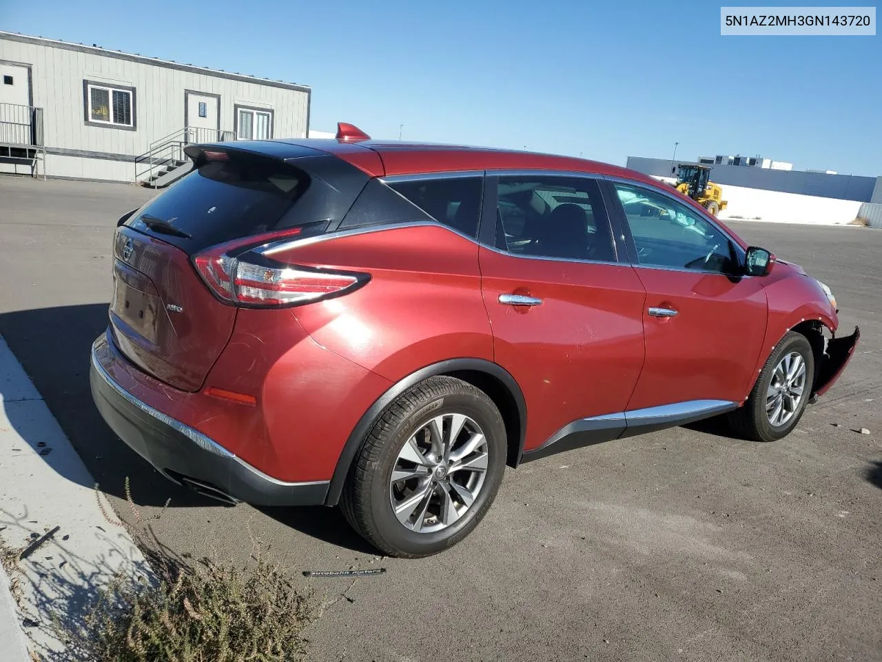 2016 Nissan Murano S VIN: 5N1AZ2MH3GN143720 Lot: 72096644