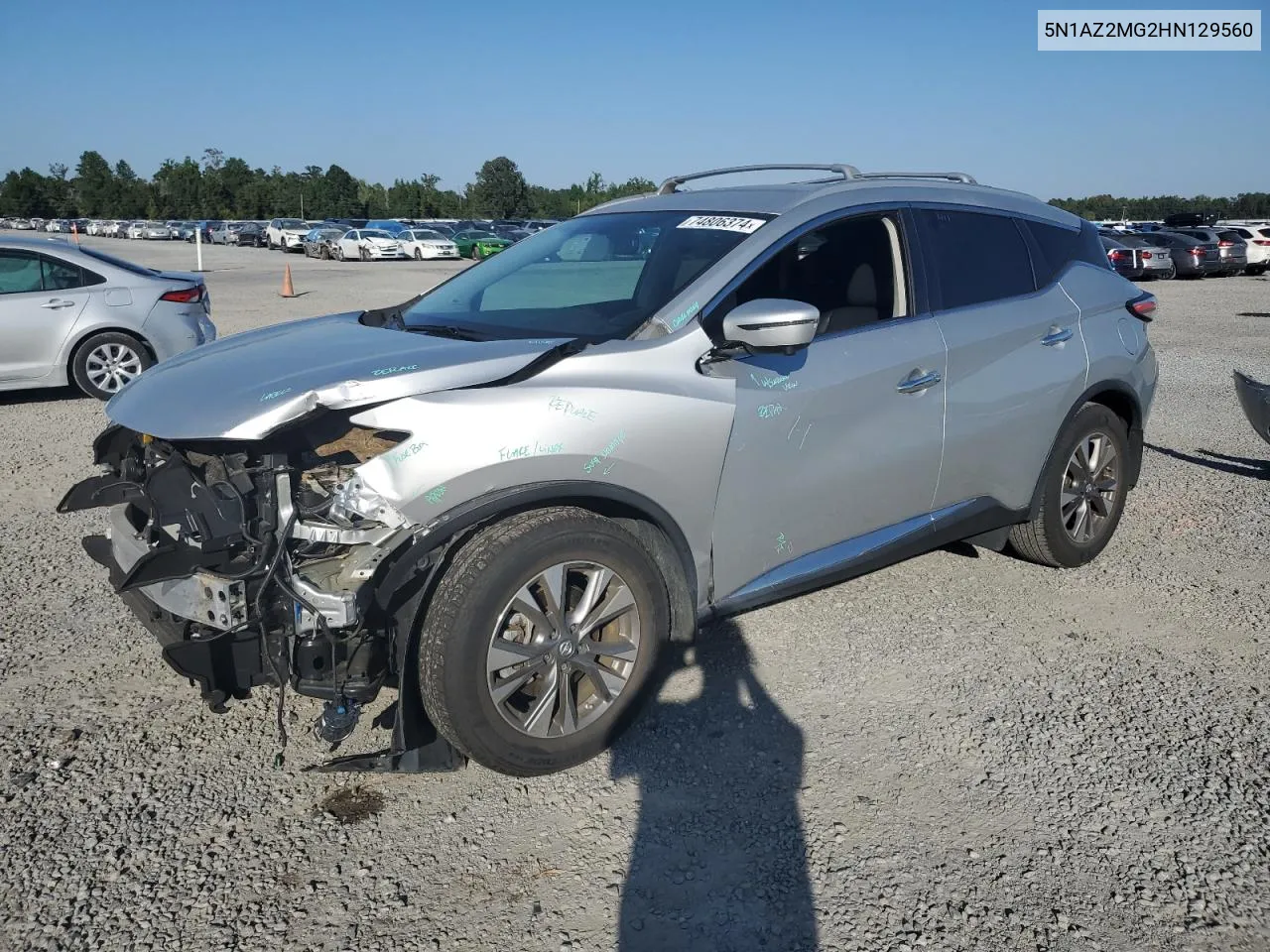 2017 Nissan Murano S VIN: 5N1AZ2MG2HN129560 Lot: 74806374