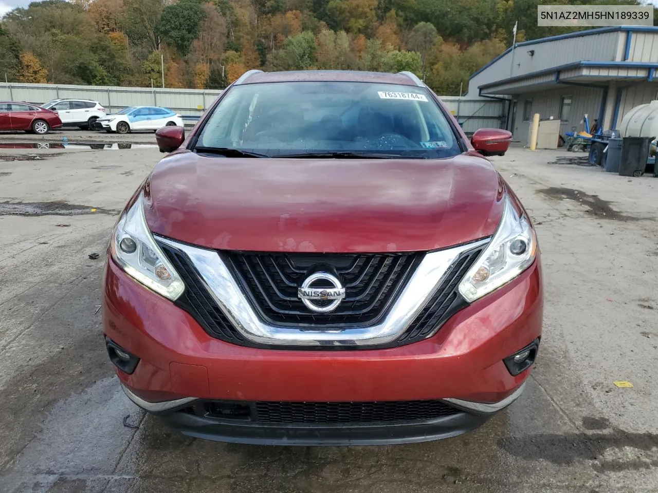 2017 Nissan Murano S VIN: 5N1AZ2MH5HN189339 Lot: 76318744