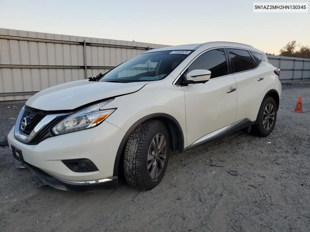 2017 Nissan Murano S VIN: 5N1AZ2MH2HN130345 Lot: 77343874