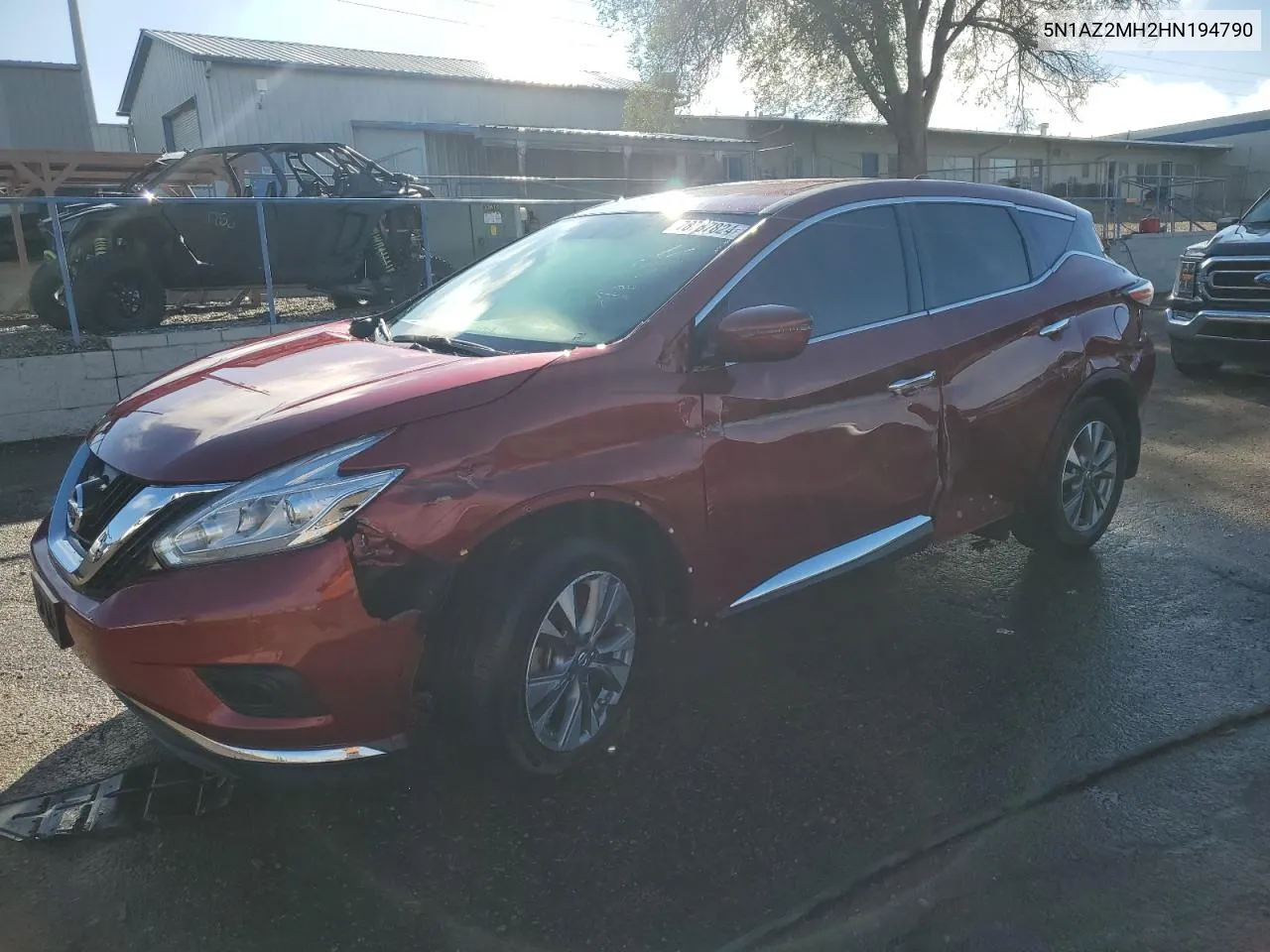 2017 Nissan Murano S VIN: 5N1AZ2MH2HN194790 Lot: 78737824