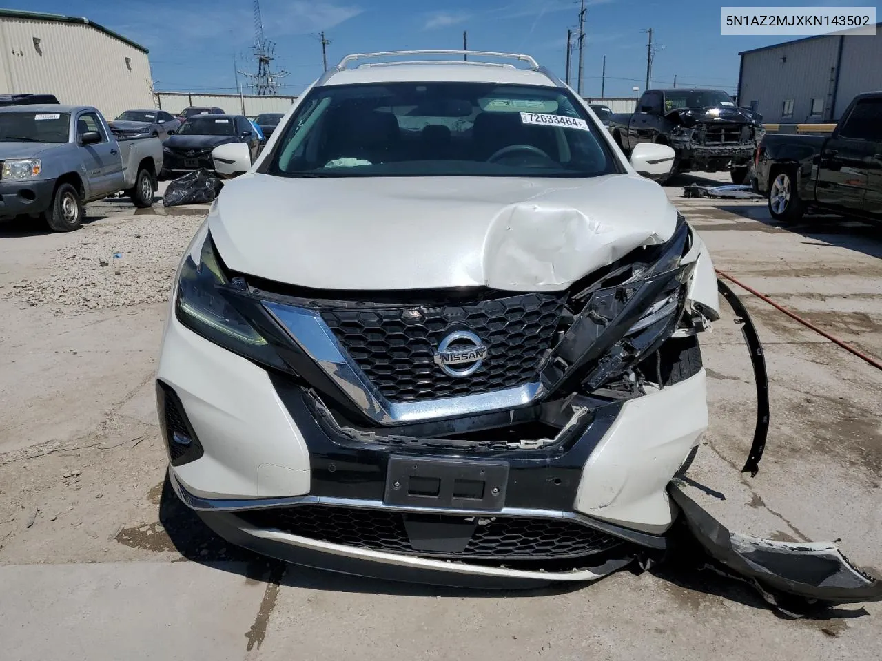 2019 Nissan Murano S VIN: 5N1AZ2MJXKN143502 Lot: 72633464