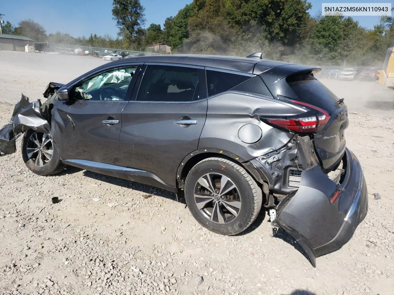 2019 Nissan Murano S VIN: 5N1AZ2MS6KN110943 Lot: 74093564