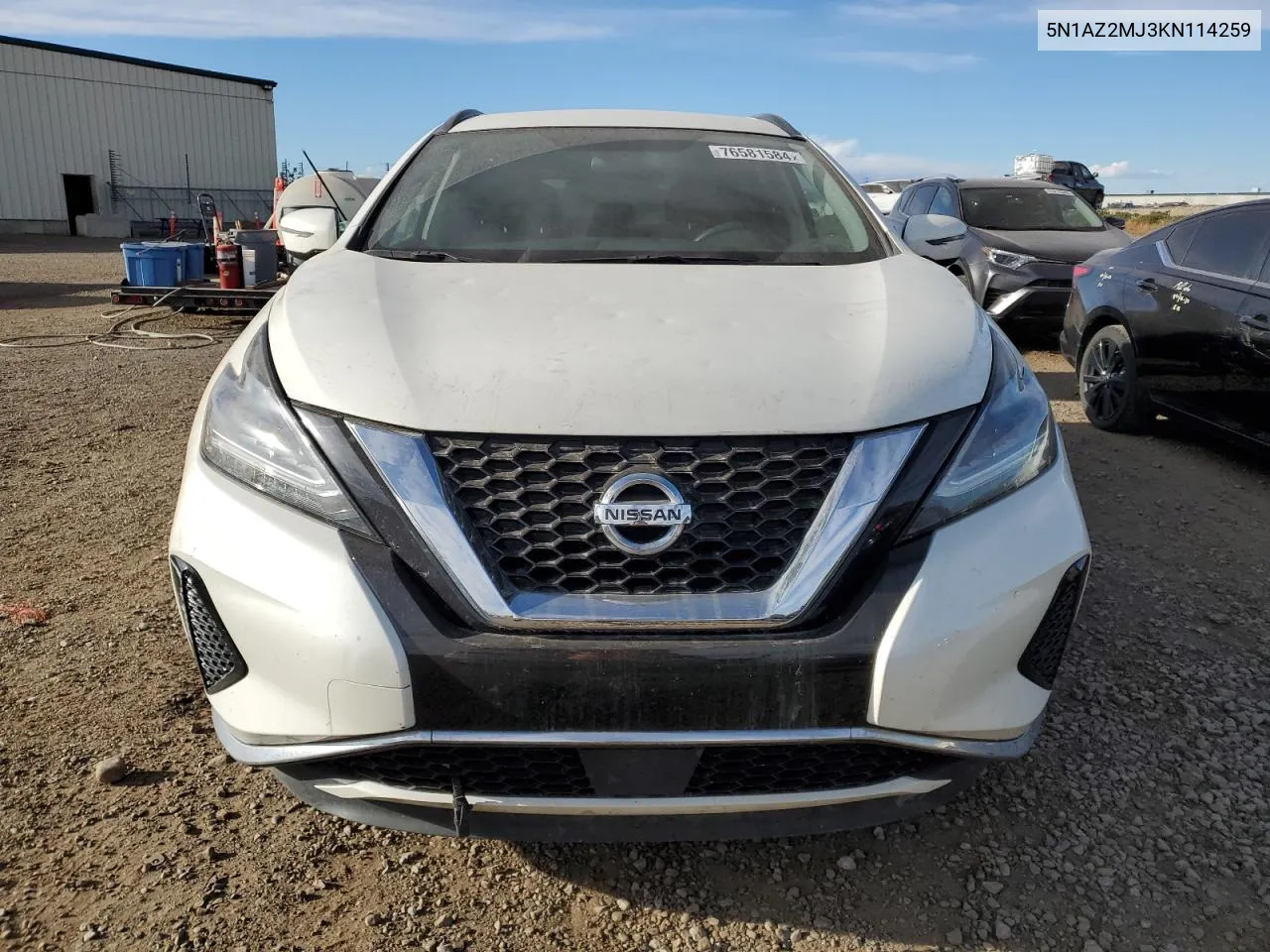 2019 Nissan Murano S VIN: 5N1AZ2MJ3KN114259 Lot: 76581584