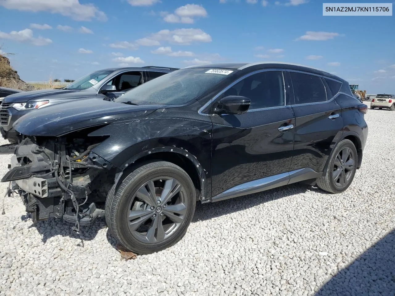 2019 Nissan Murano S VIN: 5N1AZ2MJ7KN115706 Lot: 76963574