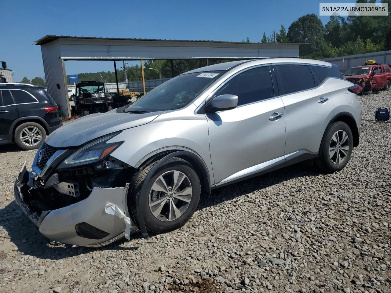 5N1AZ2AJ8MC136955 2021 Nissan Murano S