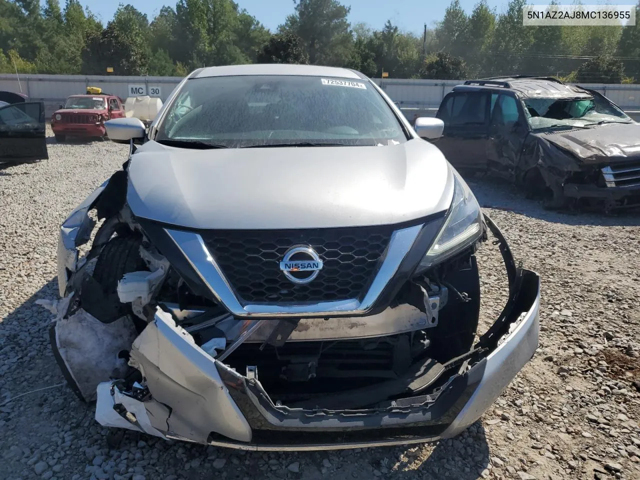 2021 Nissan Murano S VIN: 5N1AZ2AJ8MC136955 Lot: 72537704