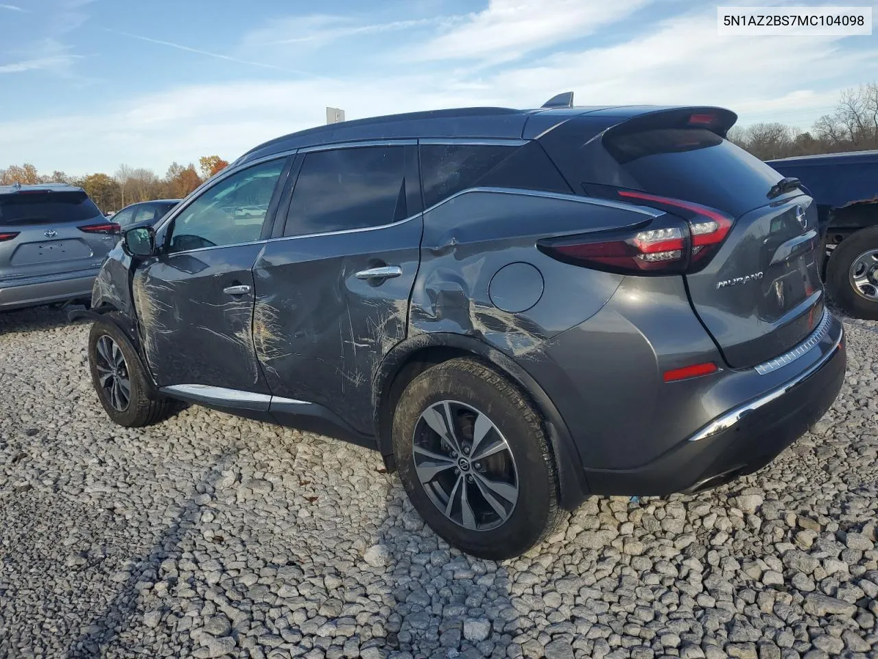 2021 Nissan Murano Sv VIN: 5N1AZ2BS7MC104098 Lot: 78167444