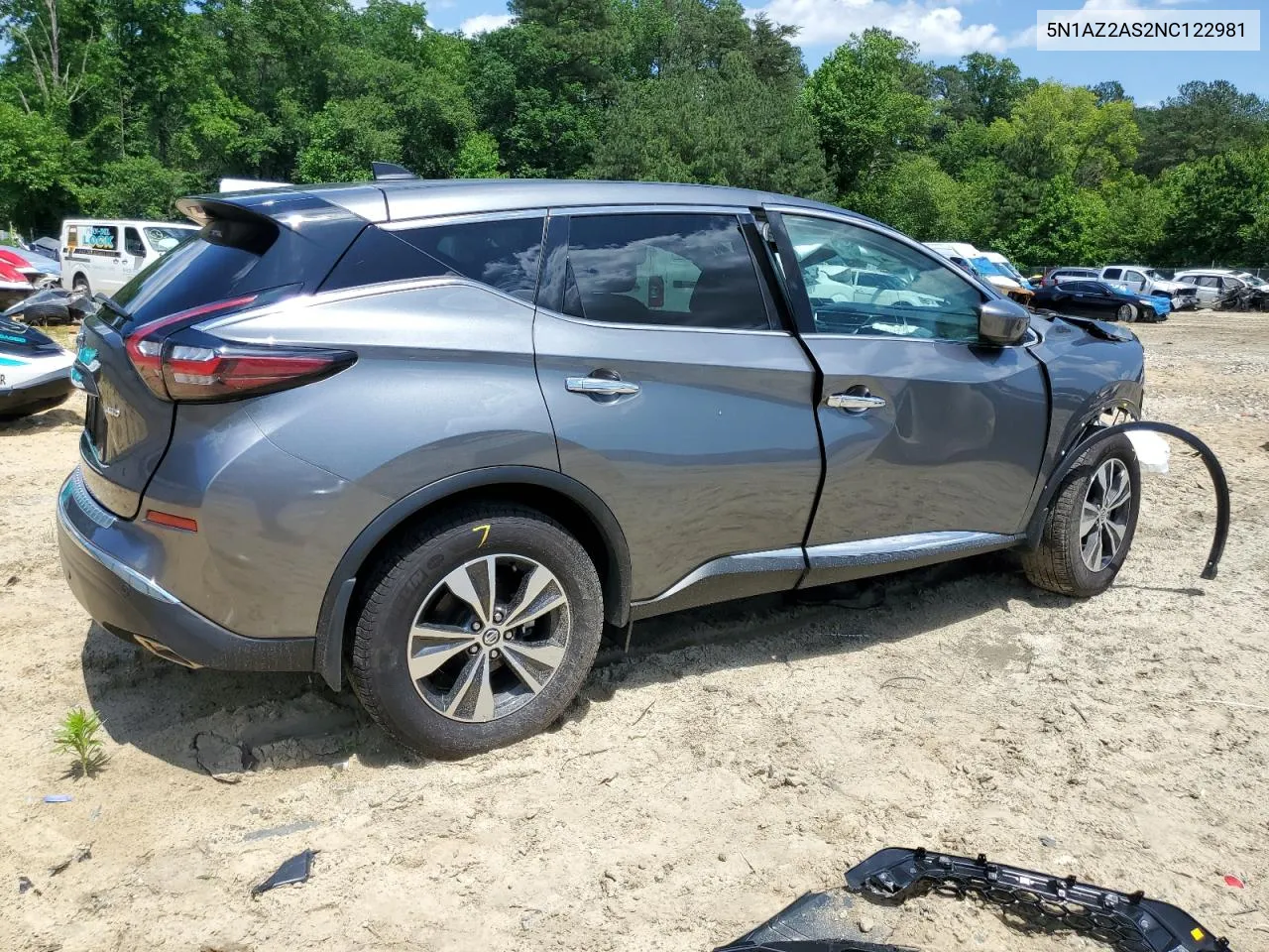 2022 Nissan Murano S VIN: 5N1AZ2AS2NC122981 Lot: 56567474