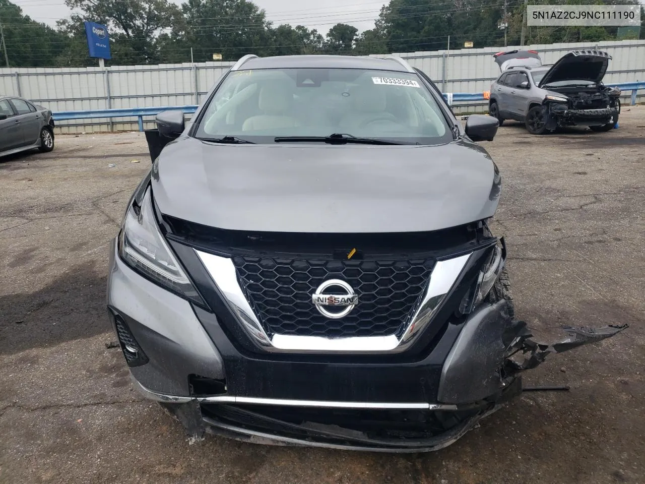 2022 Nissan Murano Sl VIN: 5N1AZ2CJ9NC111190 Lot: 70333394