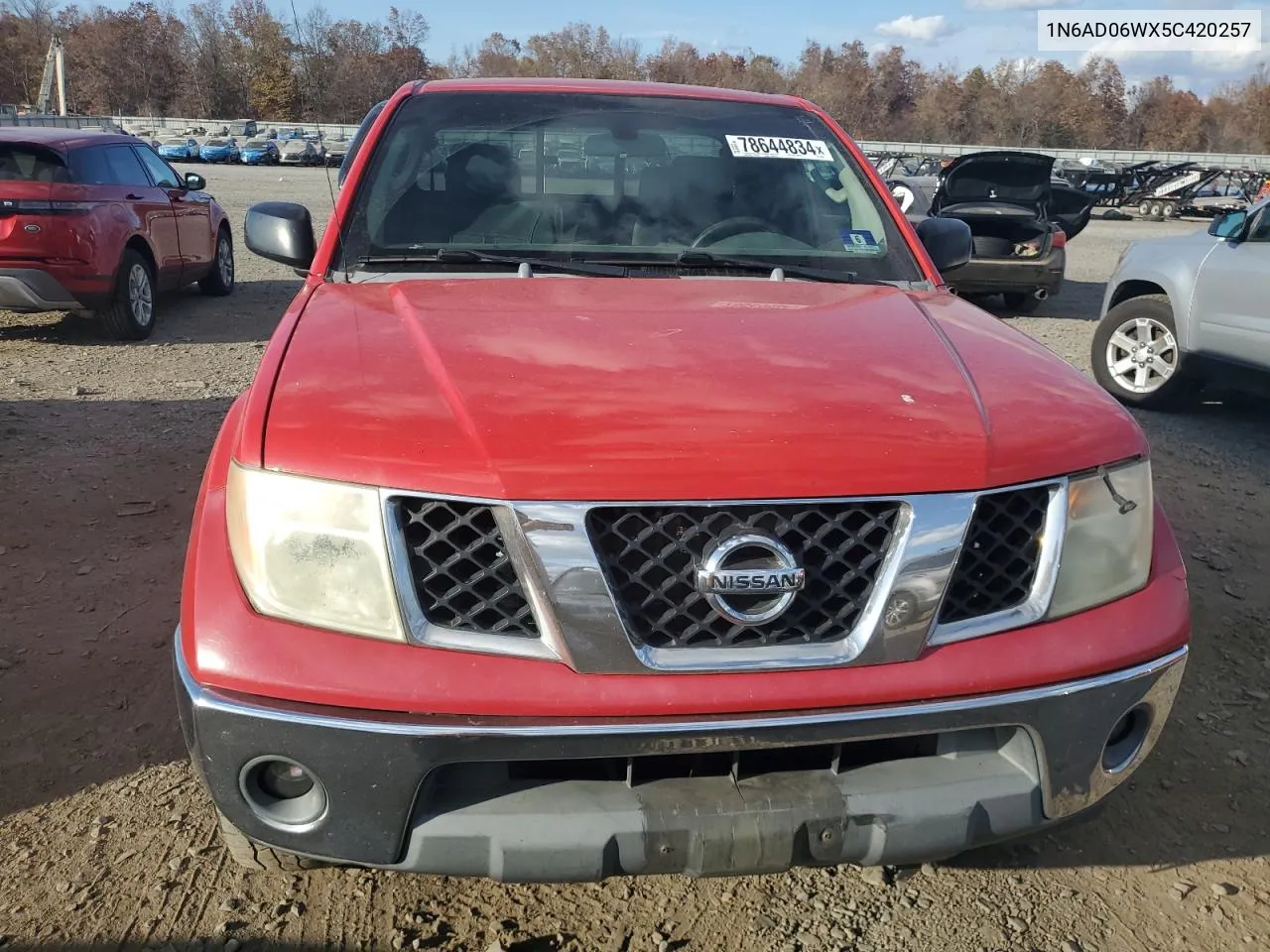 2005 Nissan Frontier King Cab Le VIN: 1N6AD06WX5C420257 Lot: 78644834