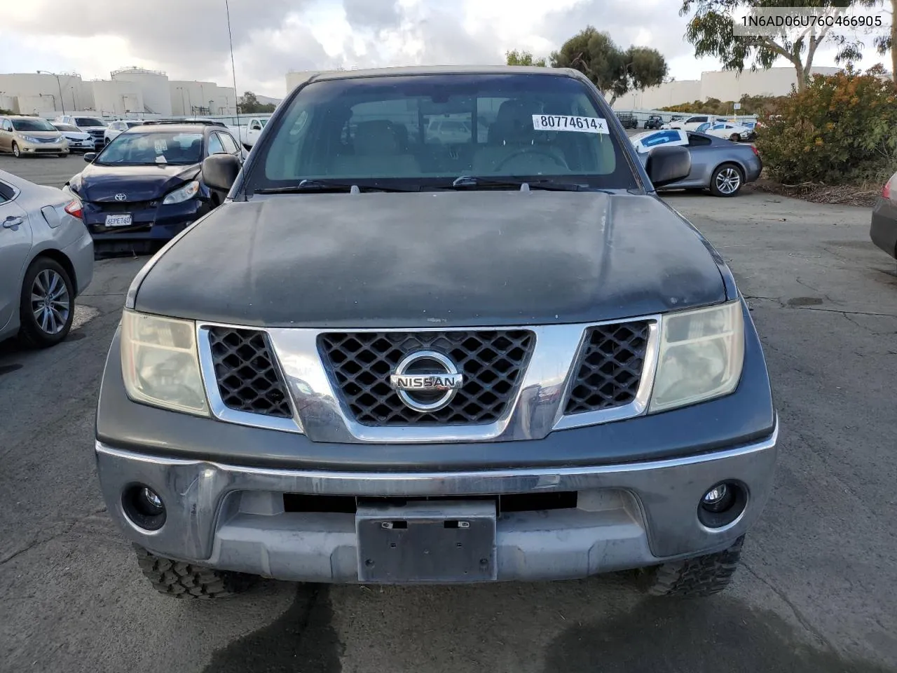 2006 Nissan Frontier King Cab Le VIN: 1N6AD06U76C466905 Lot: 80774614