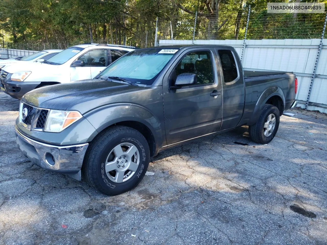 2008 Nissan Frontier King Cab Le VIN: 1N6AD06U88C449839 Lot: 75660434